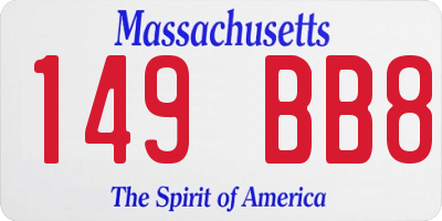MA license plate 149BB8