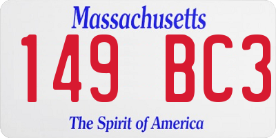 MA license plate 149BC3