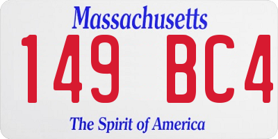 MA license plate 149BC4