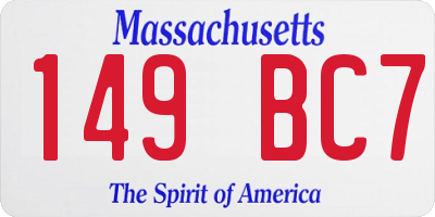 MA license plate 149BC7