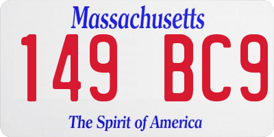 MA license plate 149BC9