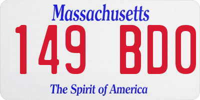 MA license plate 149BD0