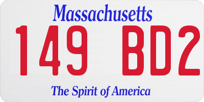 MA license plate 149BD2