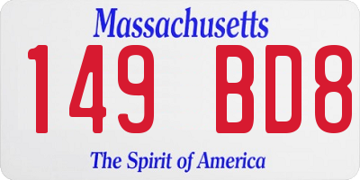 MA license plate 149BD8