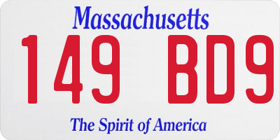 MA license plate 149BD9