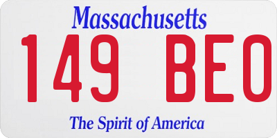 MA license plate 149BE0