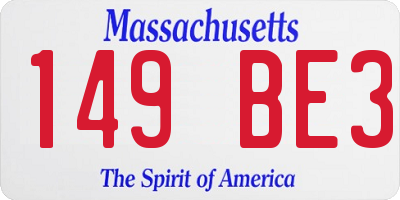 MA license plate 149BE3