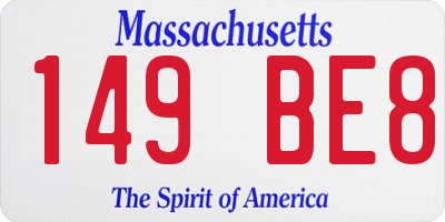 MA license plate 149BE8