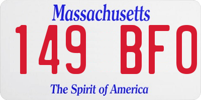 MA license plate 149BF0