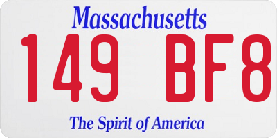 MA license plate 149BF8
