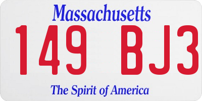 MA license plate 149BJ3
