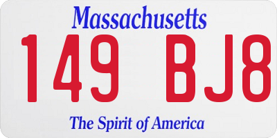 MA license plate 149BJ8