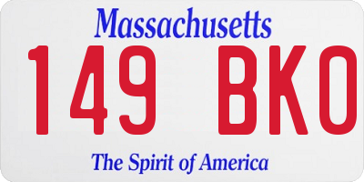 MA license plate 149BK0