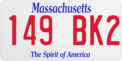MA license plate 149BK2