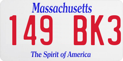 MA license plate 149BK3