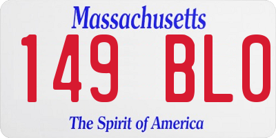 MA license plate 149BL0