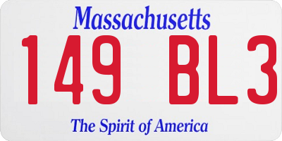 MA license plate 149BL3