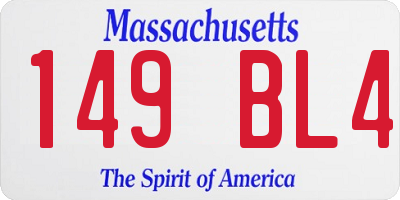MA license plate 149BL4