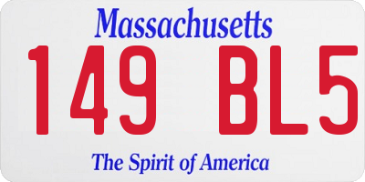 MA license plate 149BL5