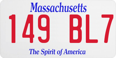 MA license plate 149BL7