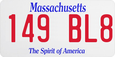 MA license plate 149BL8