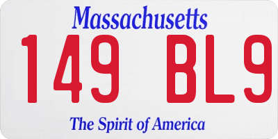 MA license plate 149BL9