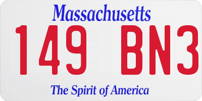 MA license plate 149BN3