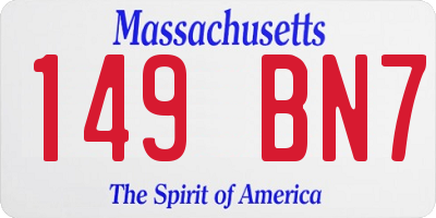 MA license plate 149BN7