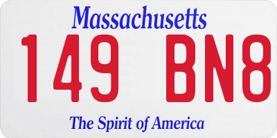 MA license plate 149BN8