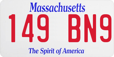 MA license plate 149BN9