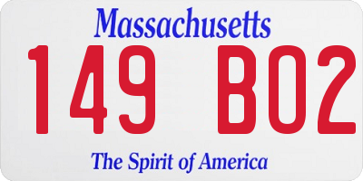 MA license plate 149BO2
