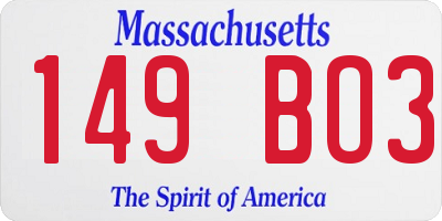 MA license plate 149BO3