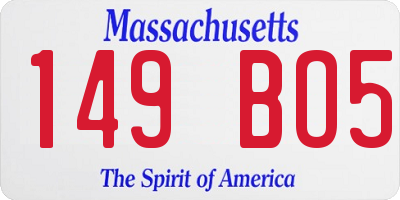MA license plate 149BO5