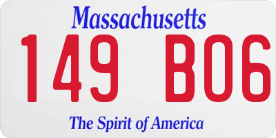 MA license plate 149BO6