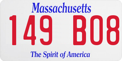 MA license plate 149BO8