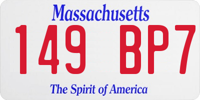 MA license plate 149BP7
