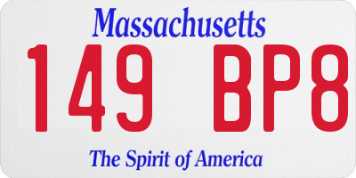 MA license plate 149BP8