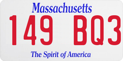 MA license plate 149BQ3