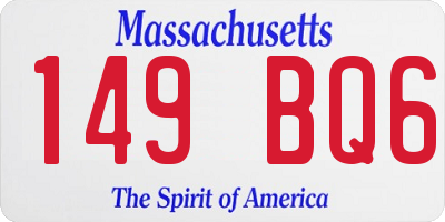 MA license plate 149BQ6
