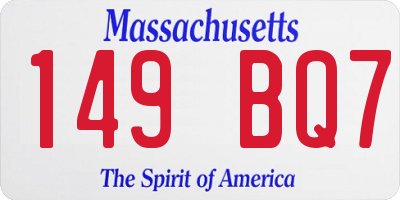 MA license plate 149BQ7