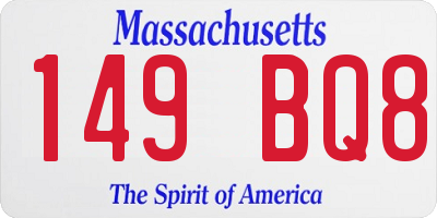 MA license plate 149BQ8
