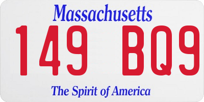 MA license plate 149BQ9