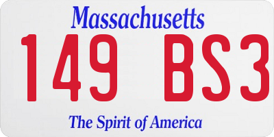 MA license plate 149BS3