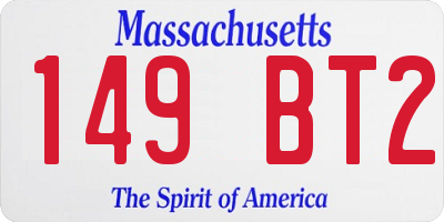 MA license plate 149BT2