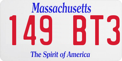 MA license plate 149BT3