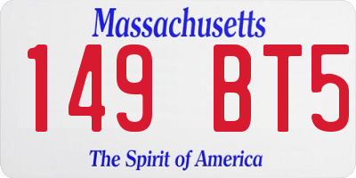 MA license plate 149BT5