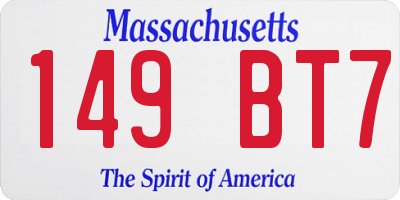 MA license plate 149BT7