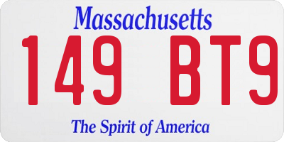 MA license plate 149BT9