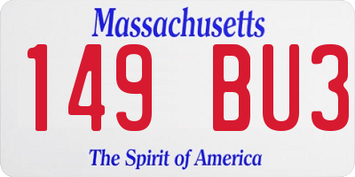 MA license plate 149BU3