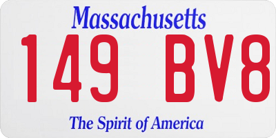 MA license plate 149BV8